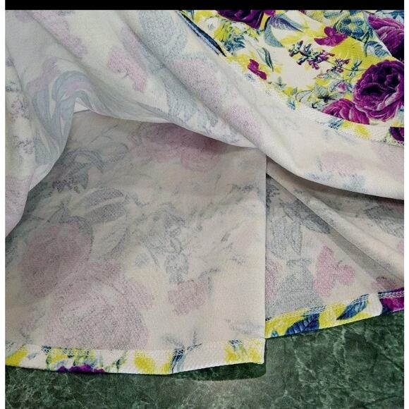 Torrid Plus Size 3 3x Yellow Purple Floral Textured Flowy Circle Skirt Pockets! - Picture 6 of 10